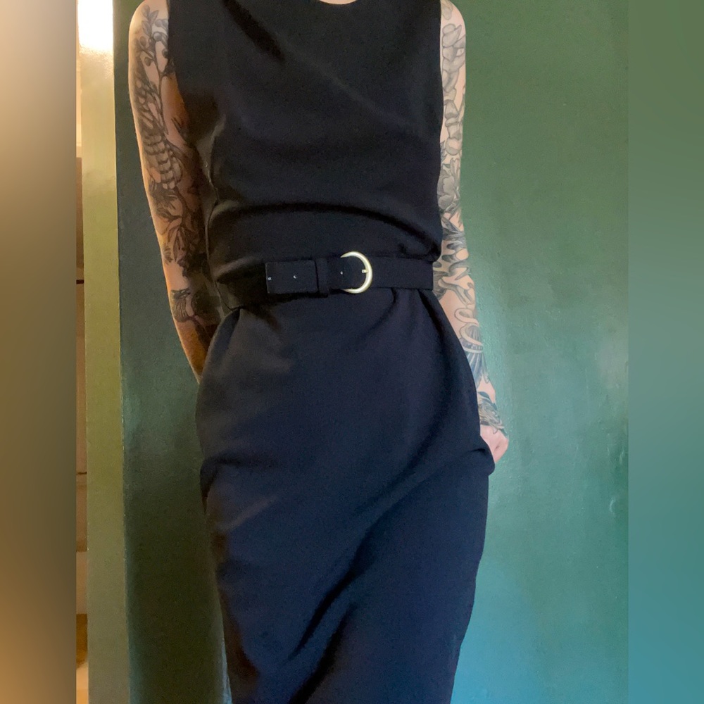 DKNY belted black dress, size 4